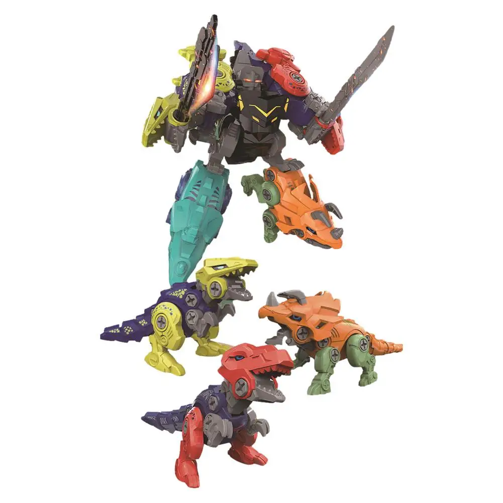 

5pcs Transform Dinorsuar Toys Robotic Dinorsuar Model Decoration For Kids Take Apart Dinosaur Building Construction For Boys C