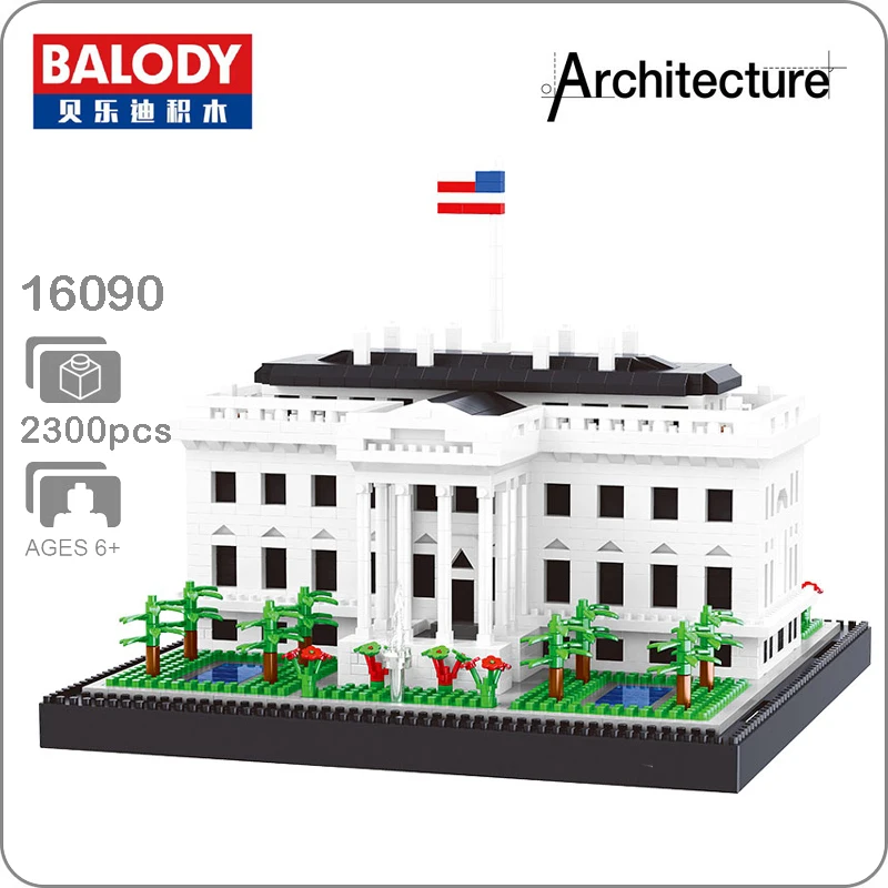 Balody 16090 всемирно известная Конструкция США Белый дом модель микро мини алмаз