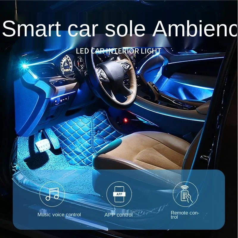 

Car Bluetooth LED Ambient Light Car Interior Atmosphere Light Colorful Soft Light Strip Cigarette Lighter/USB