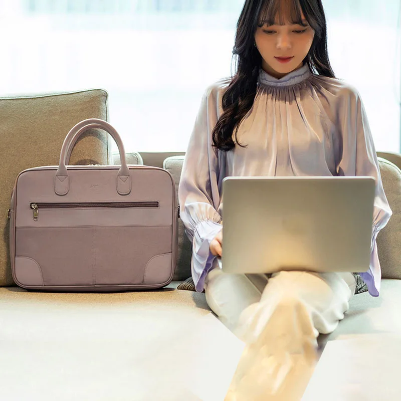 Fashion Simplicity Briefcases Business Trip Laptop Anti-Drop Shoulder Bag Women Work Document Storage Organize Handbag Accessory