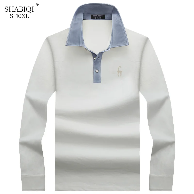 

SHABIQI Men Polo Shirt Mens Long Sleeve Solid Polo Shirts Camisa Casual cotton Polos multiple colour Plus size 6XL7XL8XL9XL10XL