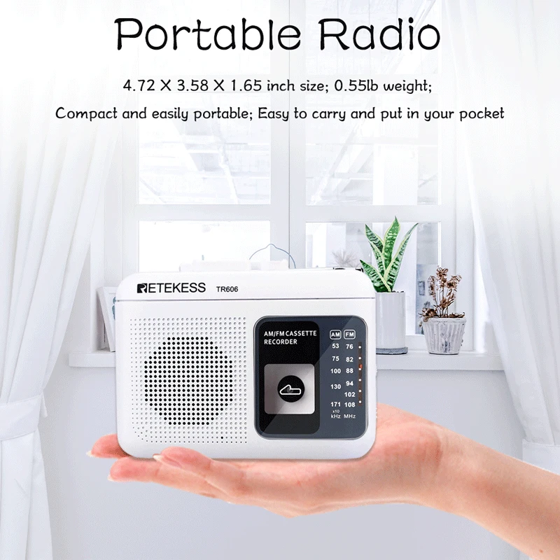 Retekess TR606 Кассетное воспроизведение радио FM/AM портативное Диктофон поддержка
