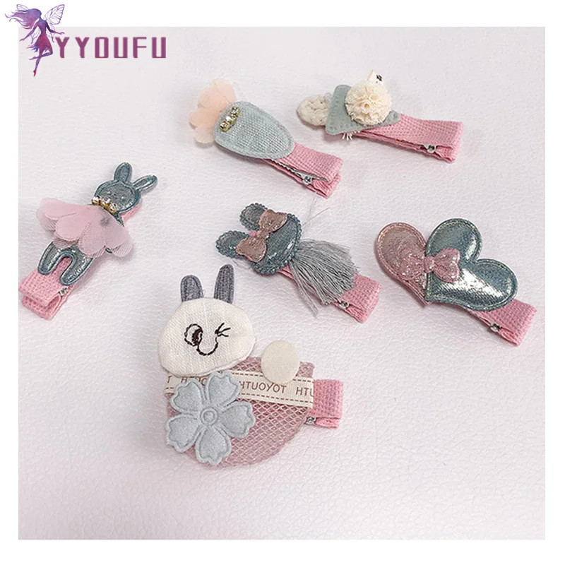 4/6 Pcs Gift Cartoon Pattern Set Children Girl Hair Clip Band Animals Clips Girls Cute Rabbit Baby Hairpins |