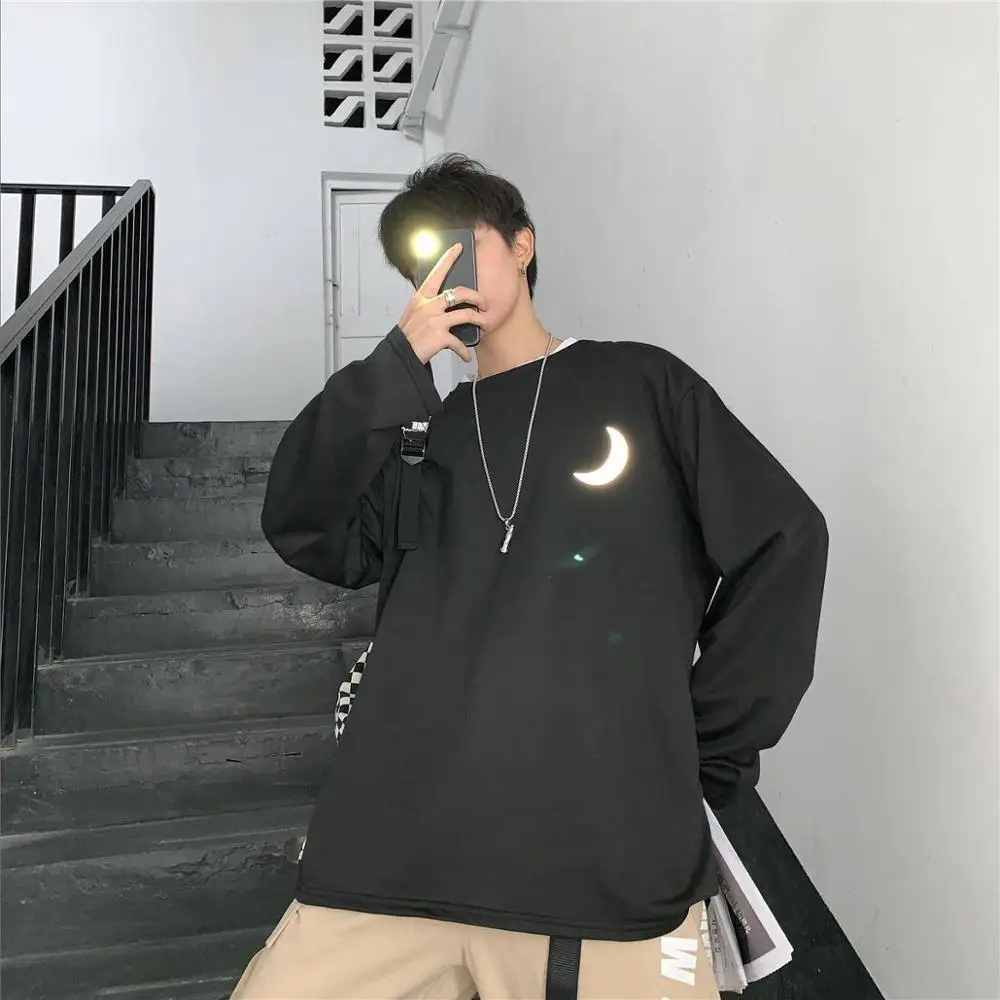 Уличная Светоотражающая футболка в стиле Харадзюку мужская хлопковая рубашка