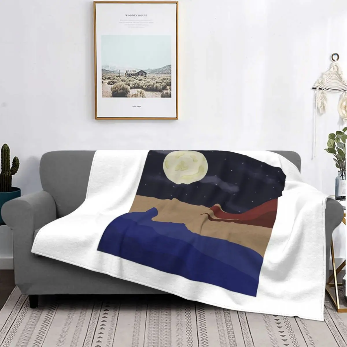 

Manta de playa a cuadros para el доме, cobertor de cama a cuadros, textil de lujo, Midnight Beachscape