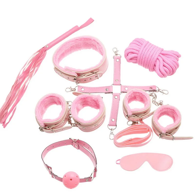 Single selling pink fun set of 8 fluffy leather toys for adults sex swing fetish men | Красота и здоровье