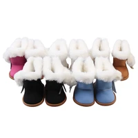 wholesale winter doll shoes whiteblackbrownrose pinkblue plush snow boots for 43cm baby and 18 american dolls toy accessorie