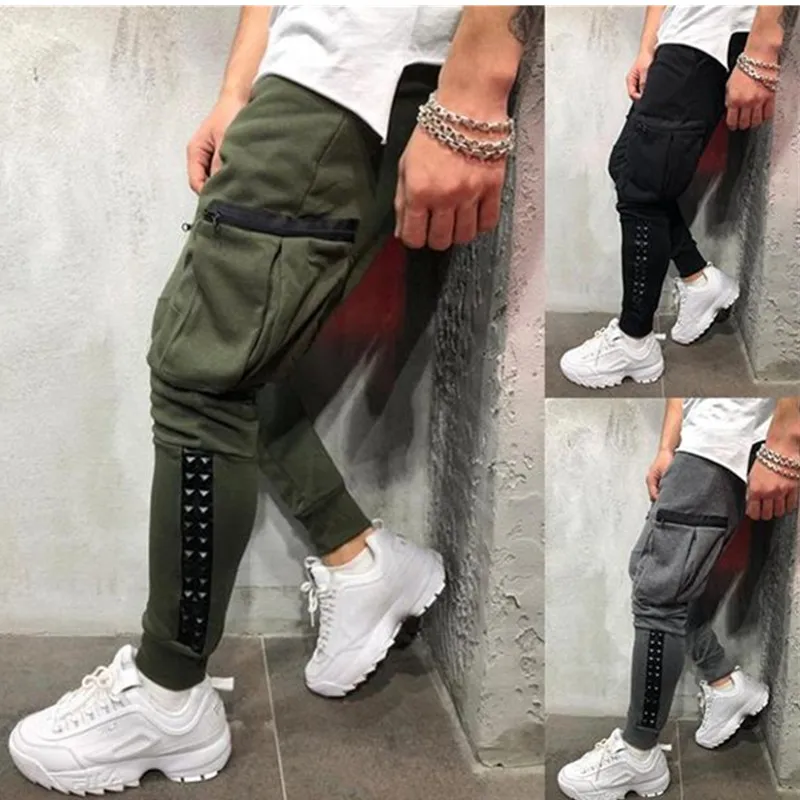 Брюки мужские хлопковые прямые модные повседневные облегающие длинные штаны