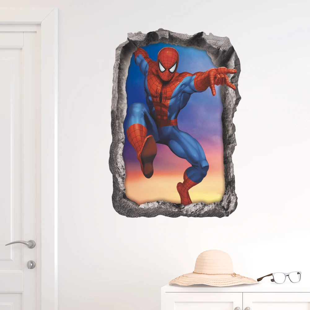 Настенные наклейки мстители с героями Marvel Человек-паук Железный человек