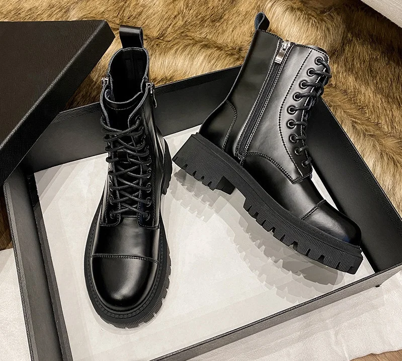 

Black Martin Boots Women's Genuine Leather Shoes