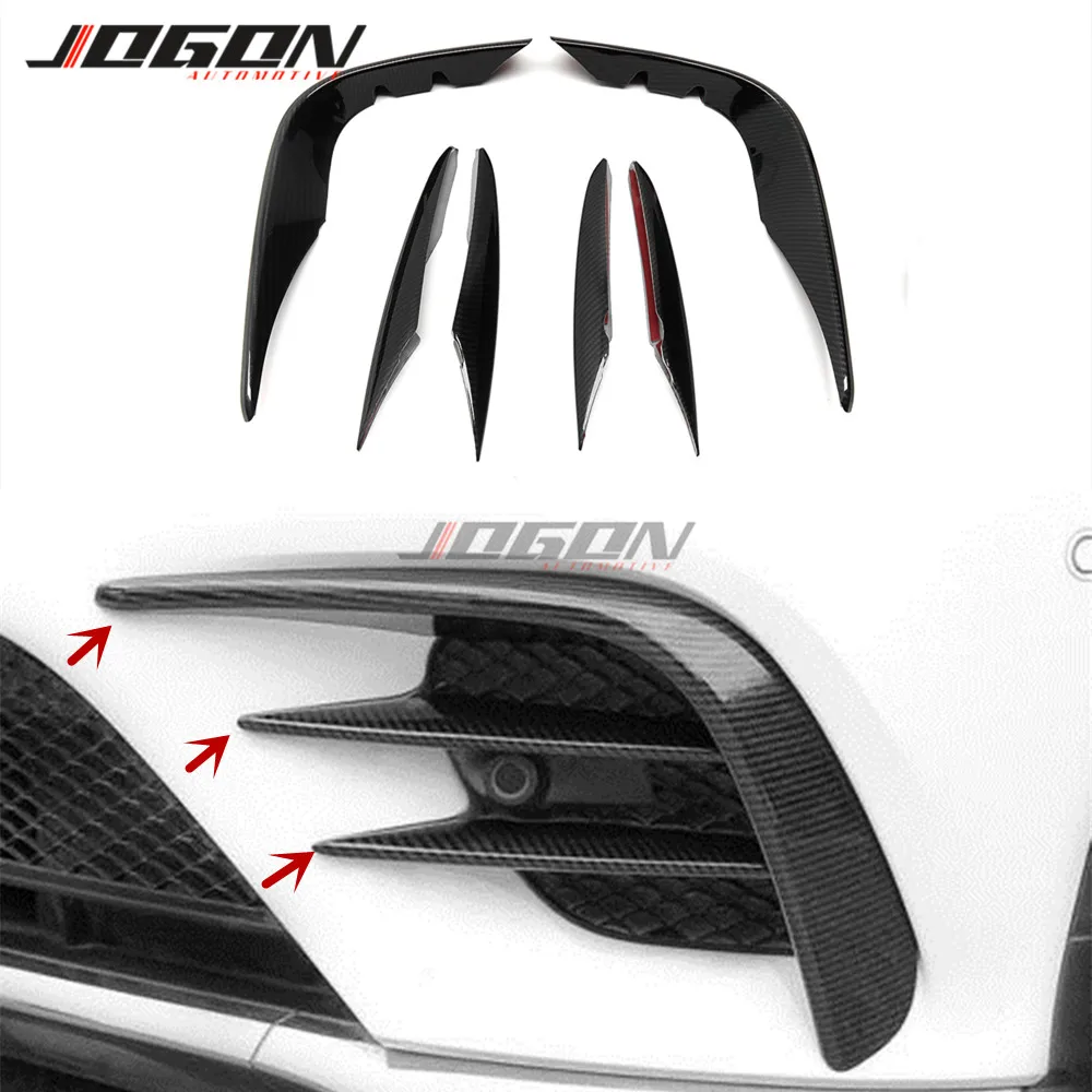 

6pcs Car Front Bumper Fog Light Decoration Lip Trim For Mercedes Benz GLC X253 2016 2017 2018 Carbon Fiber Look