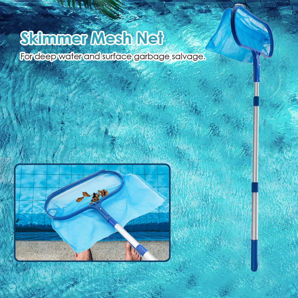

1 Pcs Swimming Pool Skimmer Net Telescopic Pole Ponds Cleaning Debris Leaf Rake Skimmer Net with Adjustable Telescopic Pole