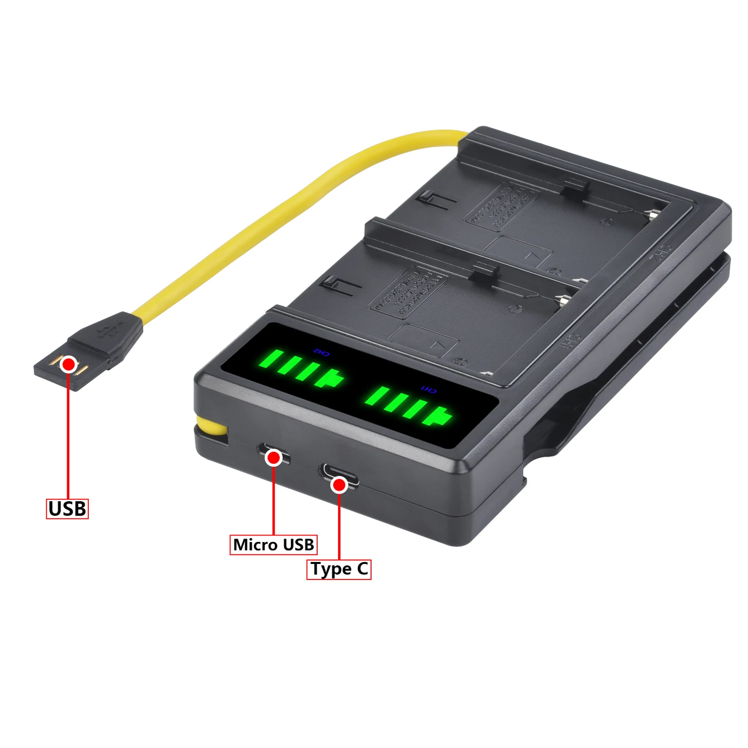 Фотоаккумулятор со светодиодным индикатором и зарядным устройством USB для Sony NP