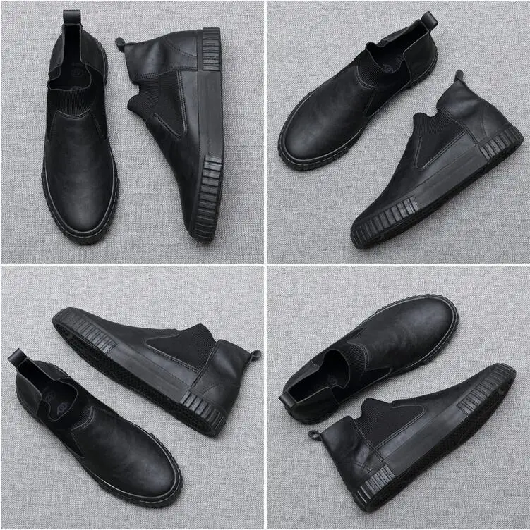 

Men Leather Casual Shoes Man Spring Autumn New Fashion Assorted Colors Slip-on Leather Shoes Cool Loafers Flat Shoes