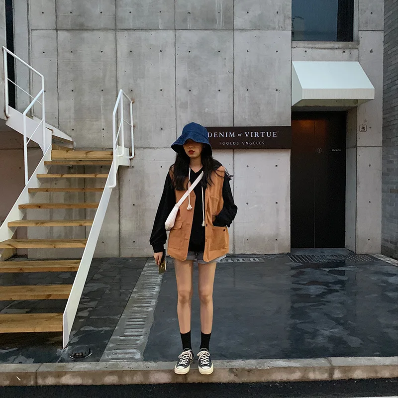 Куртка без рукавов для женщин 2019 корейская одежда женский японский стиль жилет