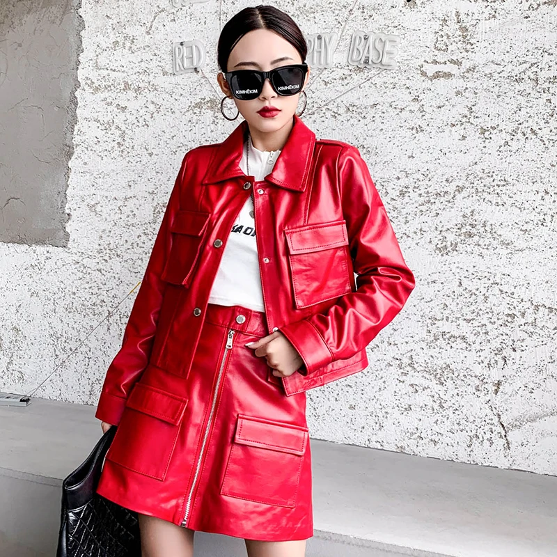 High Quality Real Leather Jackets Women Spring Autumn 2021 Genuine Sheepskin Coat Female Motorcycle Woman Jacket Ropa Zjt2534