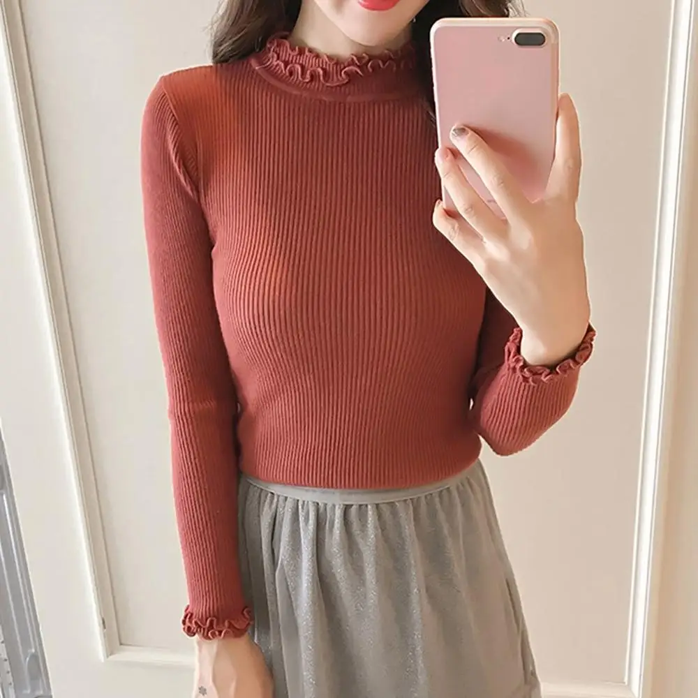 Женский базовый свитер повседневный трикотажный пуловер с круглым вырезом и