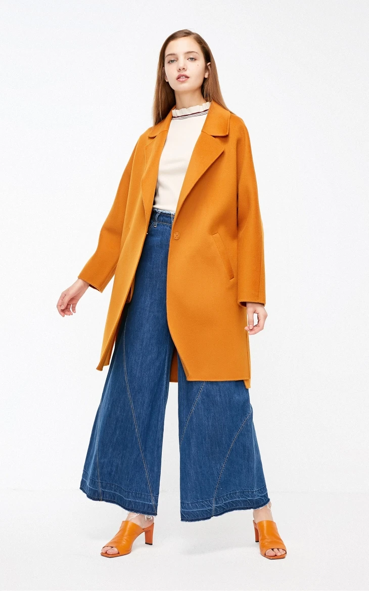 Vero Moda Женское шерстяное пальто средней длины со скрытыми пуговицами с отворотом на плече | 318427511