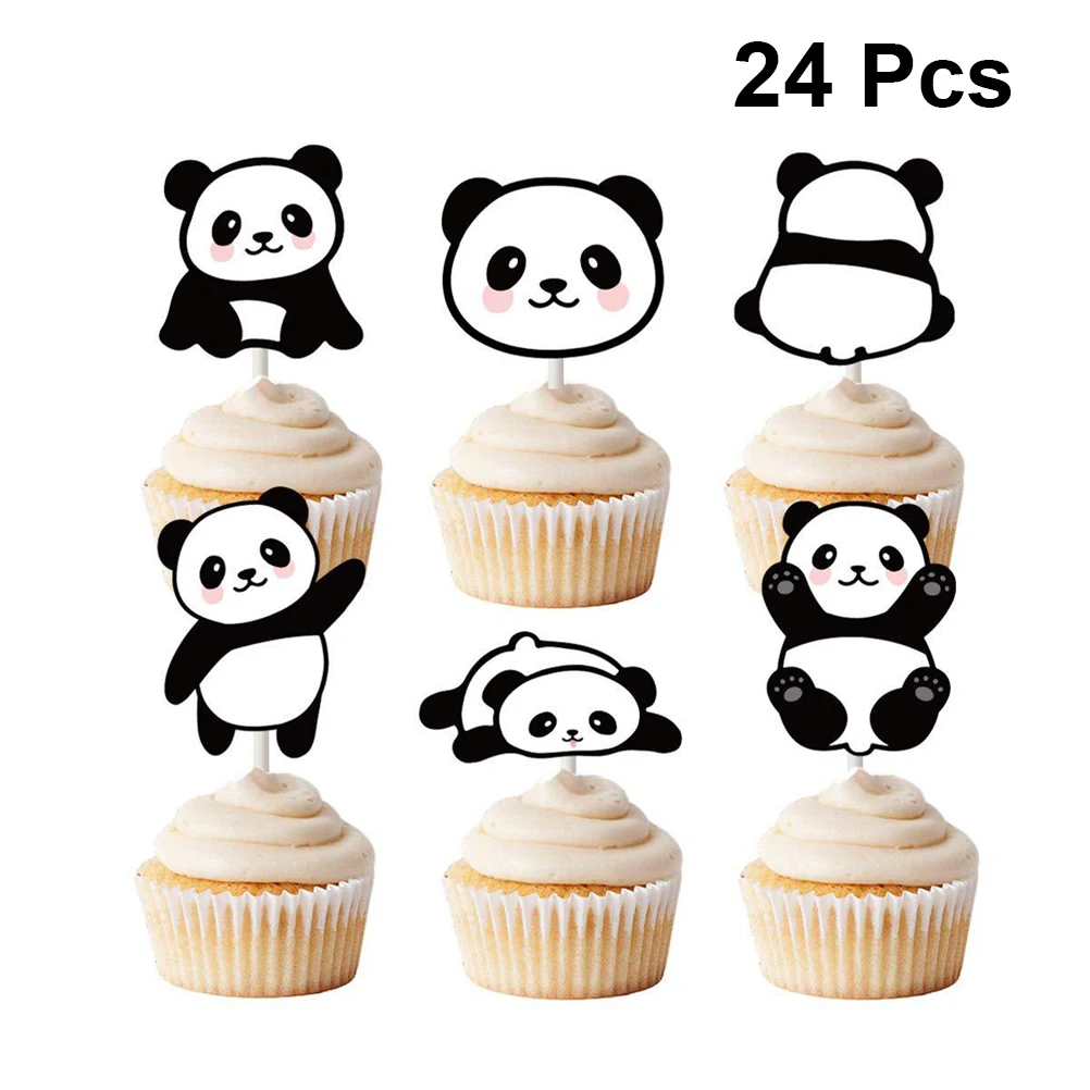 24 шт. топперы для капкейков милая панда топпер торта медиаторы тортов вечерние