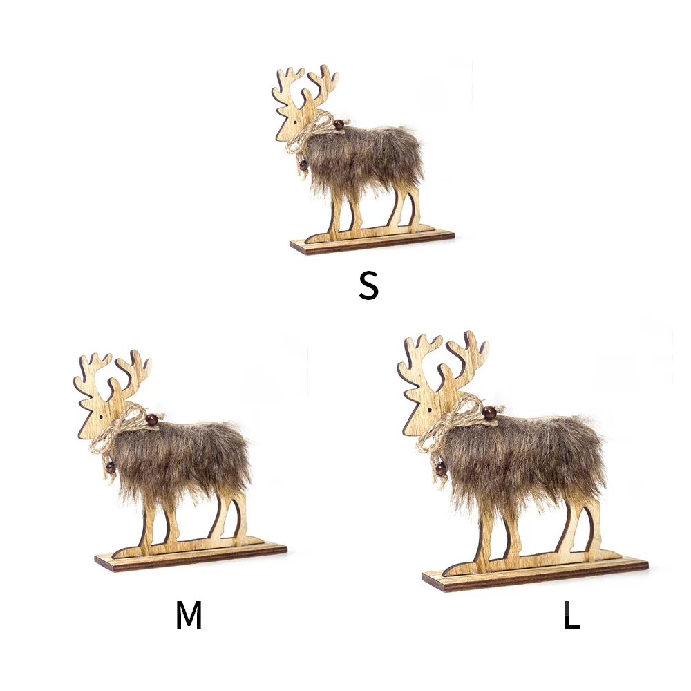 Подвески в виде пушистого лося 3 размера украшение для вечеринки деревянный