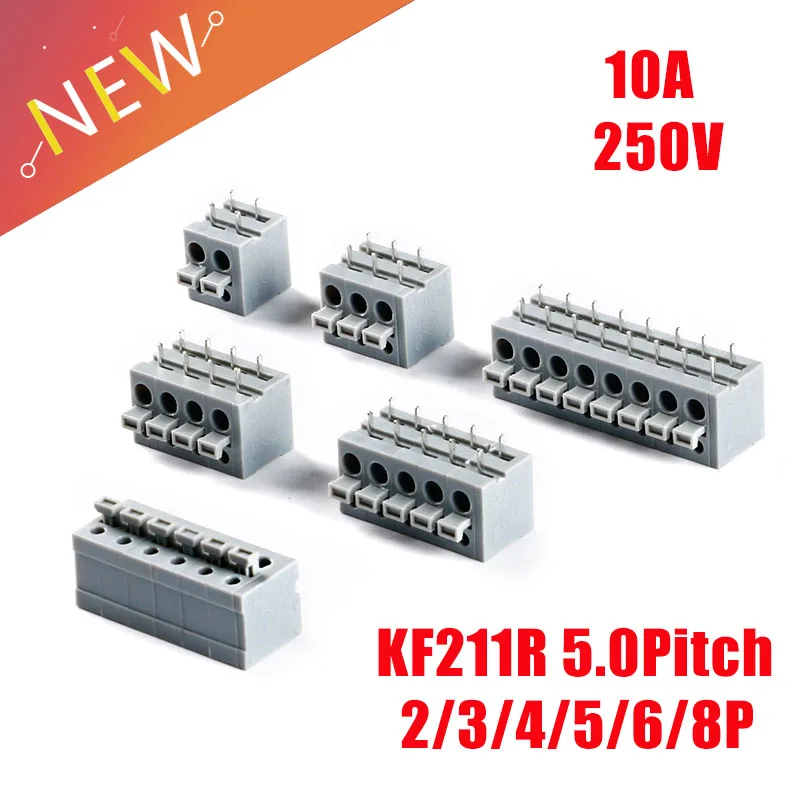 2 шт. KF211R 5 0 2P 3P печатная плата пружинные клеммы шаг мм горизонтальный штекер