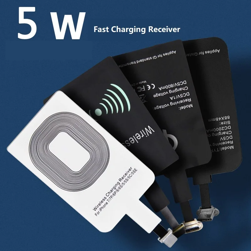 Qi Wireless Charging Receiver 5W Receptor Pad Induction Coil Micro USB/Type C Fast Wireless Charger Adapter For iPhone Xiaomi