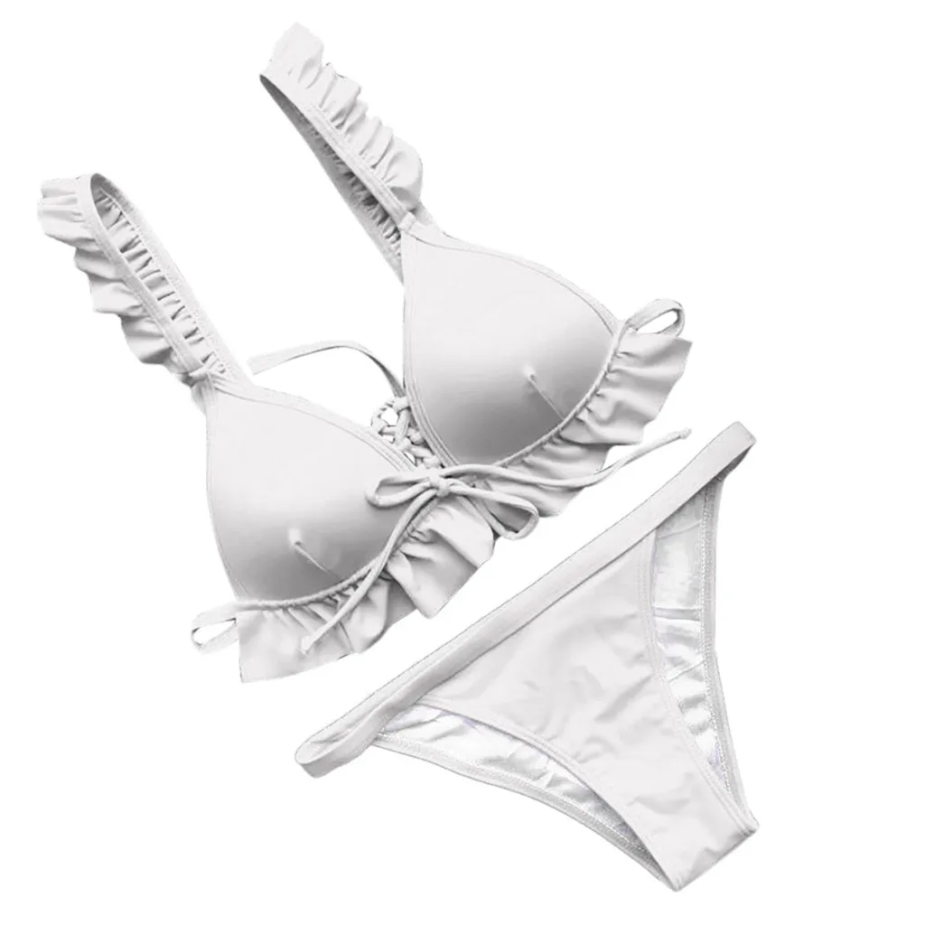 Новинка 2020 микро бикини сексуальный треугольный волан женский купальник бандаж