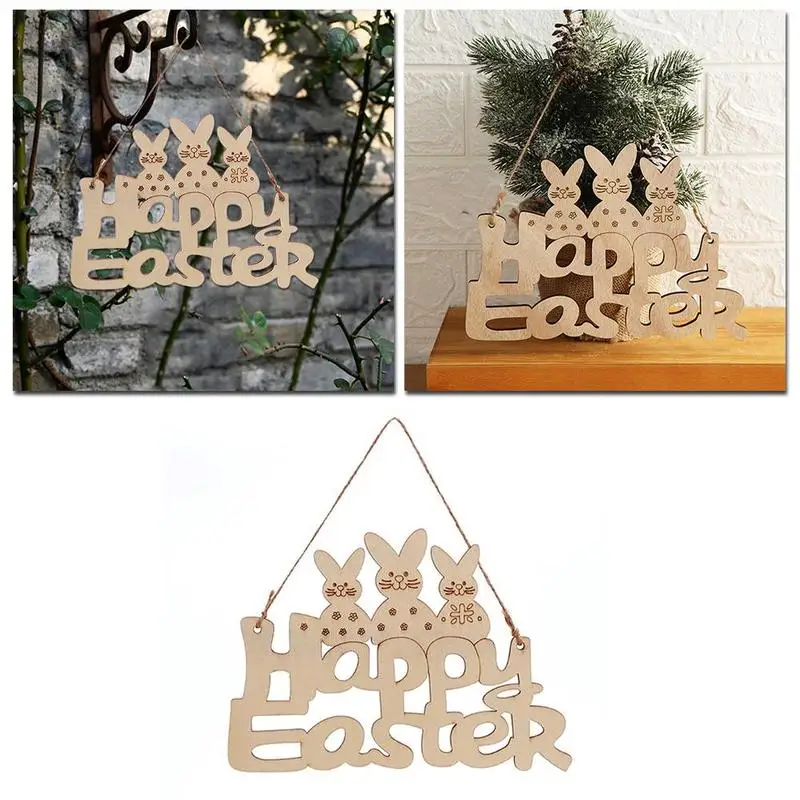 

Happy Easter Wooden Alphabet Rabbit Pendant Ornaments Party Rabbits Decorations Pendants Gift Bunny Home U0G5