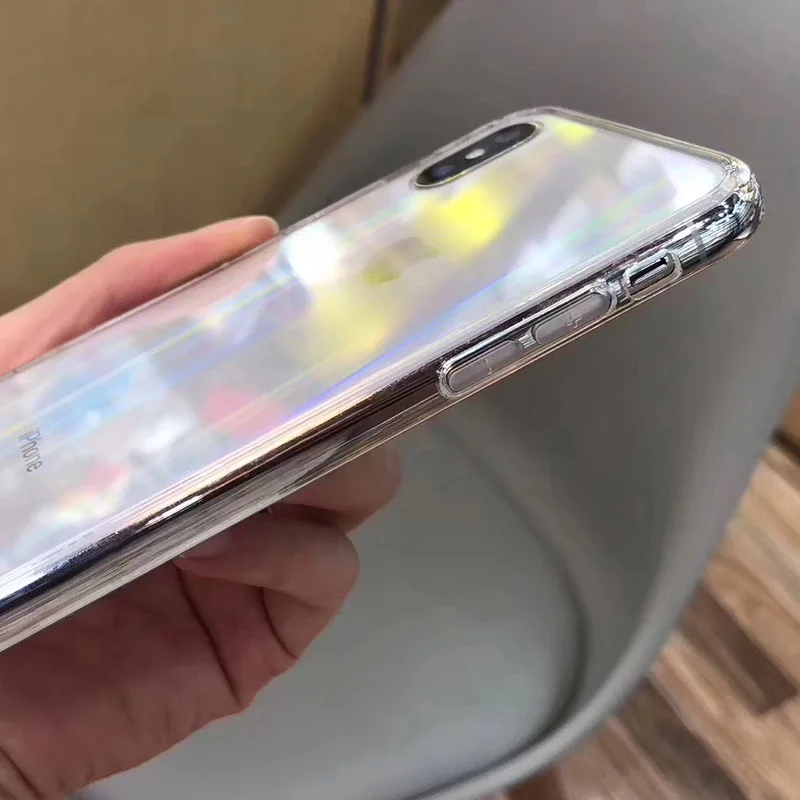 Suef градиентный Радужный лазерный чехол для iPhone 7 8 Plus прозрачный мягкий