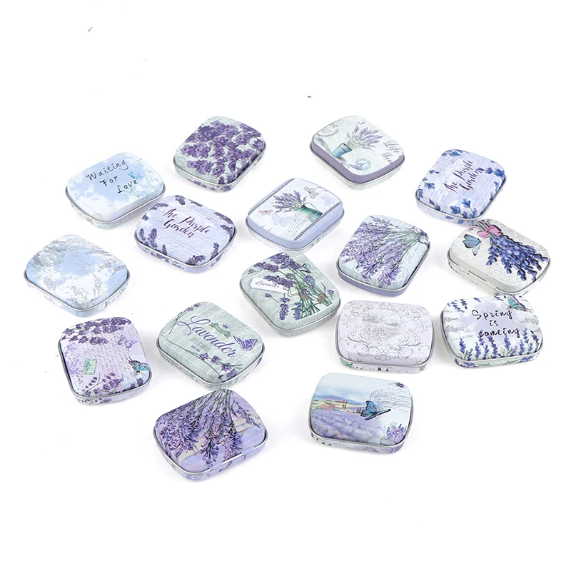 

Lavender mini tin box Sealed jar packing boxes jewelry candy box Coin Box
