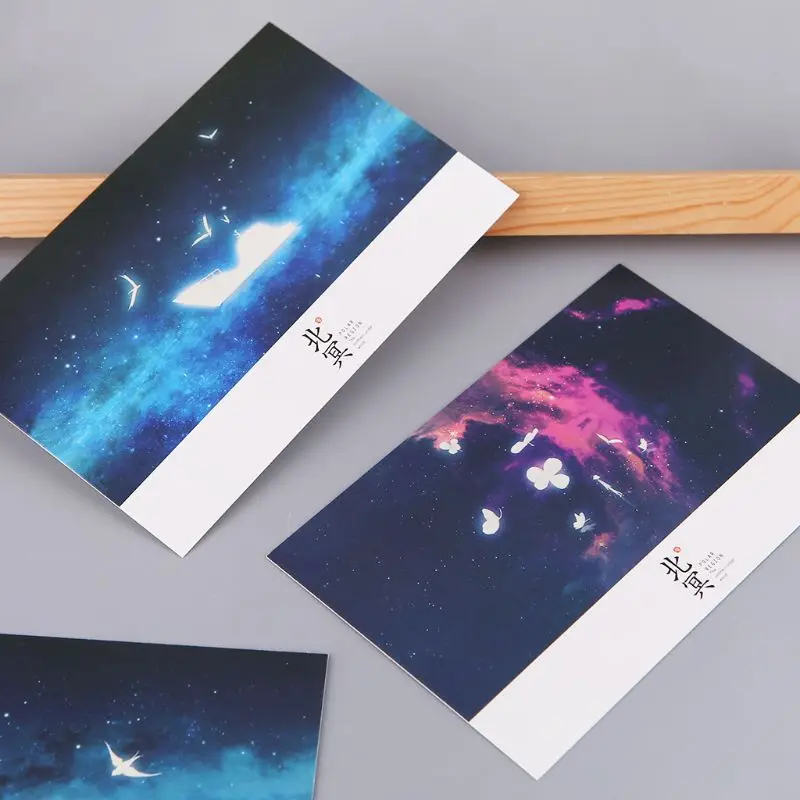 

30pcs Vintage Luminous Postcard Glow In The Dark Looking At The Light Greeting Post Card Novelty Xmas Greeting Cards Gift