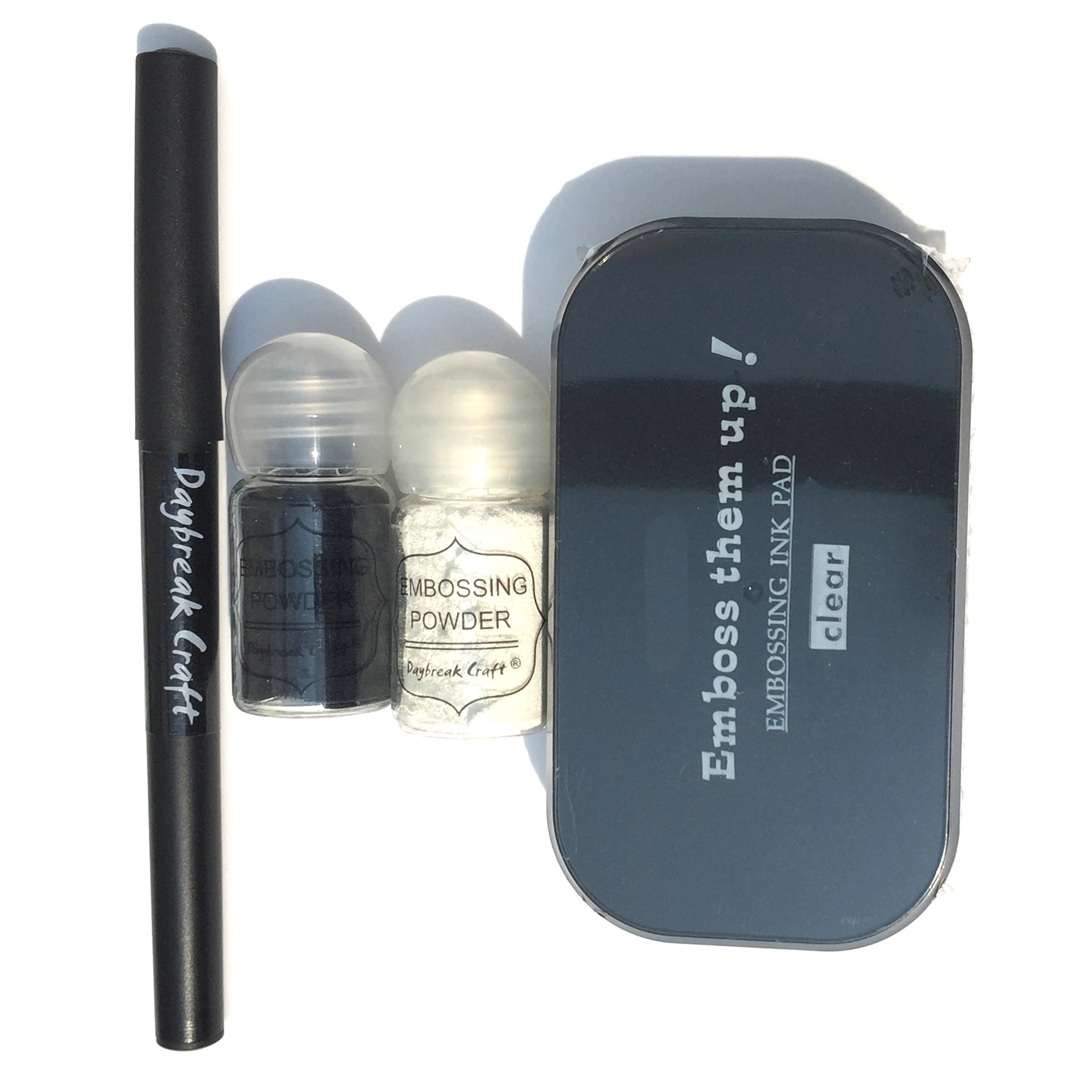 

Nature Embossing powder white black with clear stciky emboss ink pad and pen