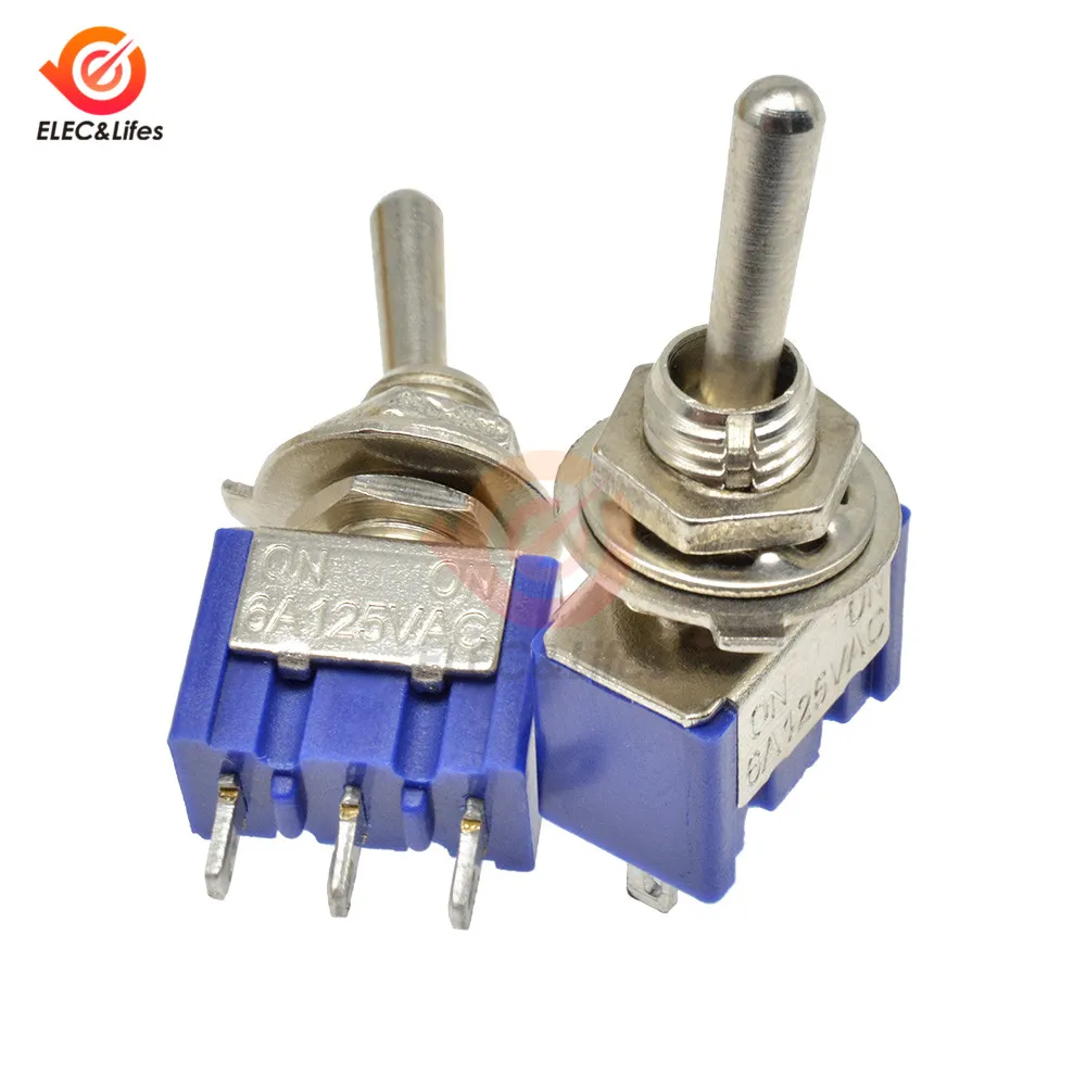 10 шт. MTS 102 тумблер 3Pin 2 положения с фиксацией SPDT MTS102 ON 125 V/5A 250 V/2A 1/4 дюймов крепления