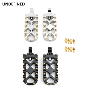 For Harley Foot Pegs MX Offroad Bobber Wide Fat Footrests Dyna Street Bob Fatboy Wide Eletra Glide Road King Sportster XL V-Rod