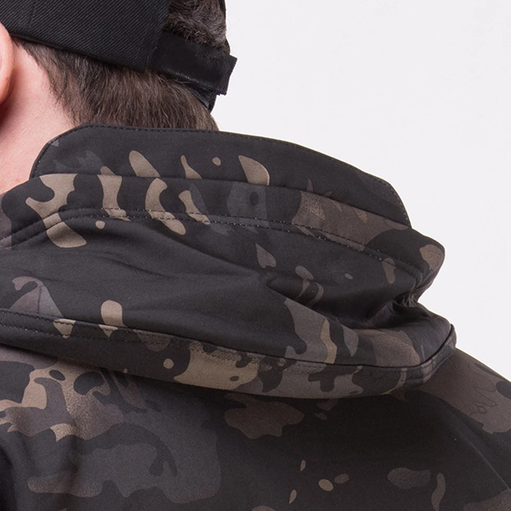 

Men Windproof Waterproof Windbreaker Faux Fleece Zip Hiking Hooded Coat Jacket for winter outdoor hiking cycling camping fishing