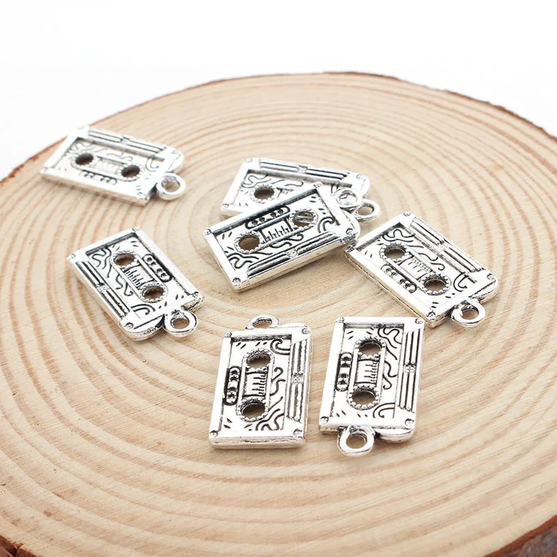 20 шт античные серебряные Ретро амулеты кассетные Амулеты с радио лентой для DIY