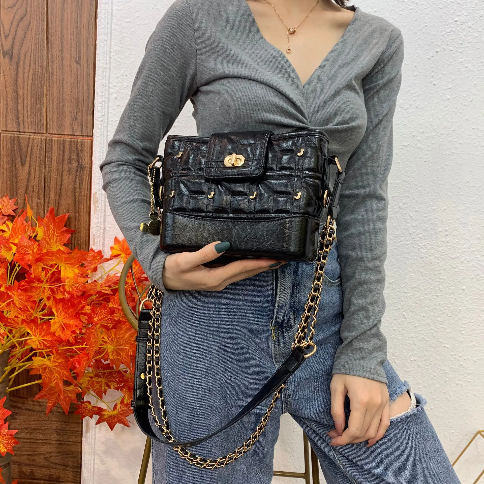 Новая женская сумка хобо в Корейском стиле с цепочкой дизайнерская Роскошная