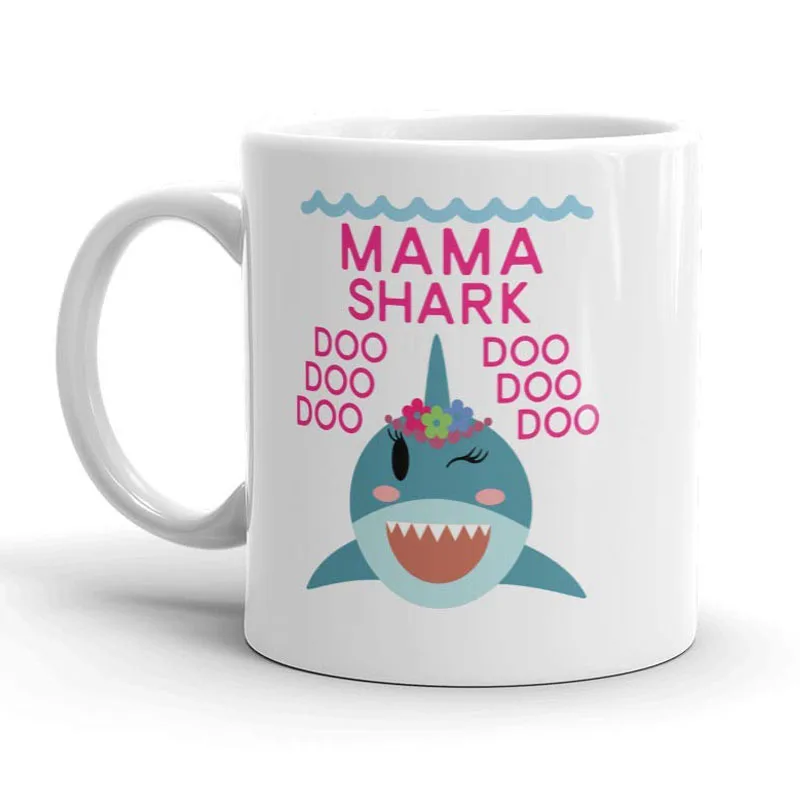 &quotАкула I Love Mama&quot уникальный Керамика Кофе кружка/чашки (11 oz. Нажмите на