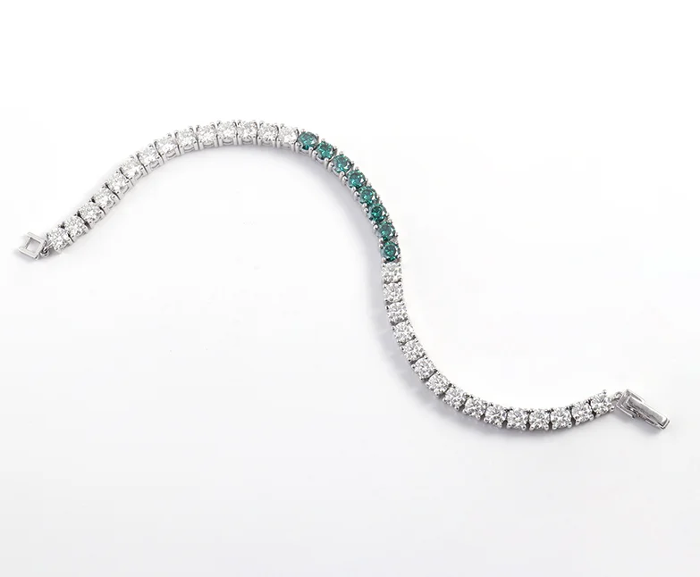 Браслет для тенниса из серебра 925 пробы с муассанитом длиной 17 см|Гибкие и жесткие