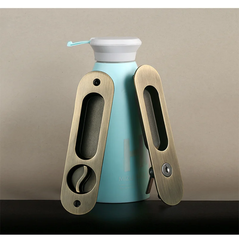 

sliding door lock with keys invisible move gate lockset handle embedded lock hook for cabinet pull furniture hardware