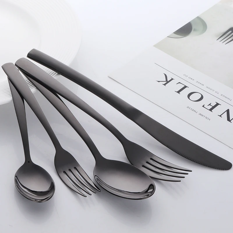 Набор металлических столовых приборов 5 шт./компл. Золотая ложка из нержавеющей