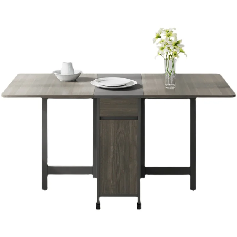 

comedor plegables para apartamento pequeño nórdico, 1,2/1,5 M, mesa de comedor Rectangular móvil telescópica multifunción