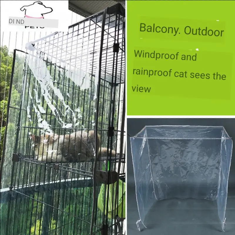 

Pet enveloped rain cat hanging clothes to keep warm dog wire cover transparent cat cage villa