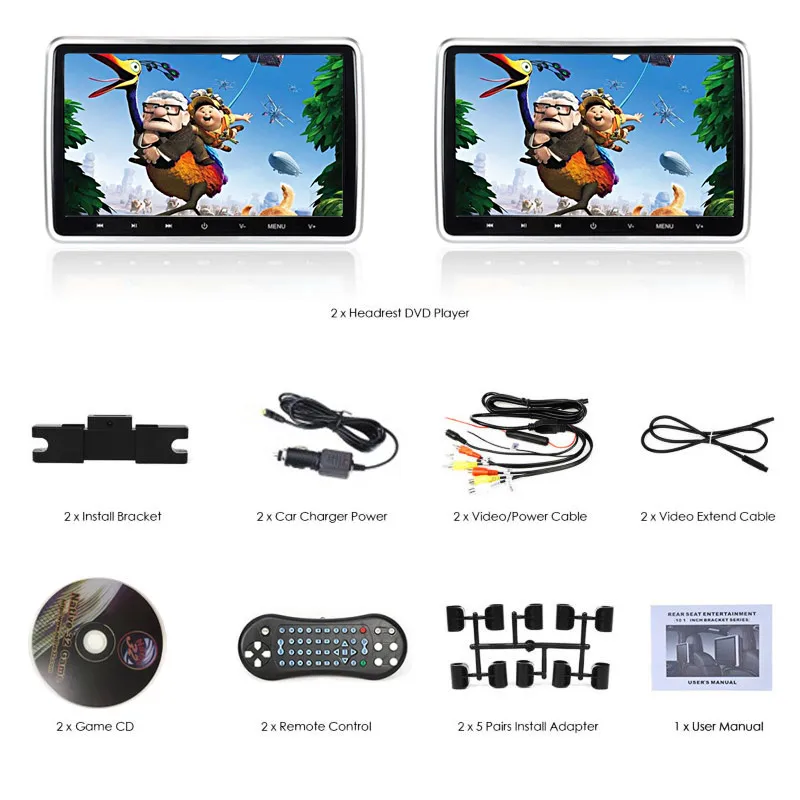 Автомобильный монитор на подголовник 10 1 дюйма DVD-видео плеер USB/SD/HDMI/IR/FM TFT ЖК-экран
