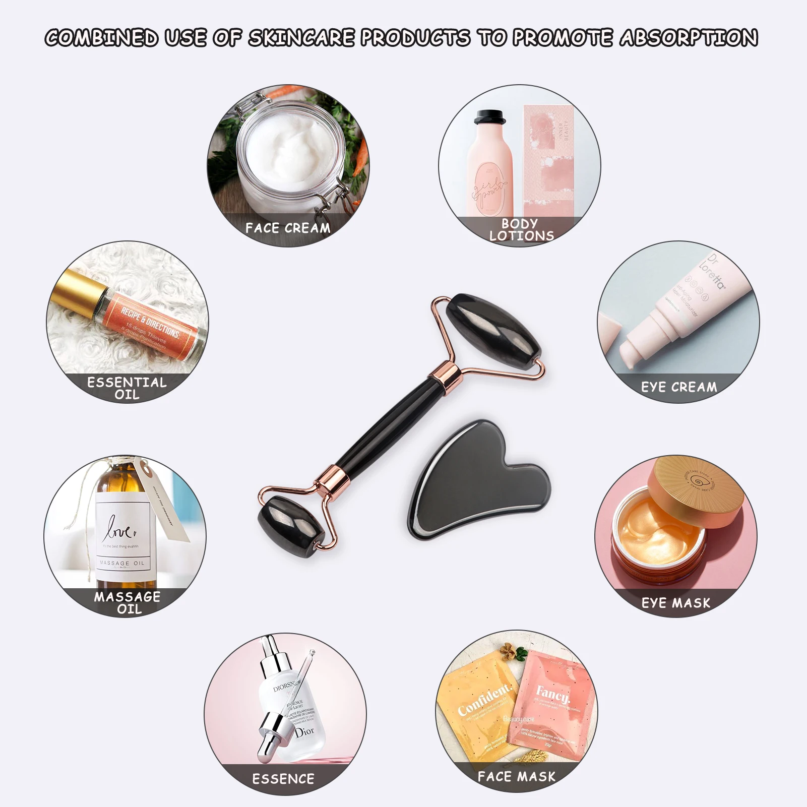 

Hematite Magnetic Therapy Face Roller & Gua Sha Set 2021 Upgraded,Obsidian Facial Beauty Roller Skin Care Tools for Women