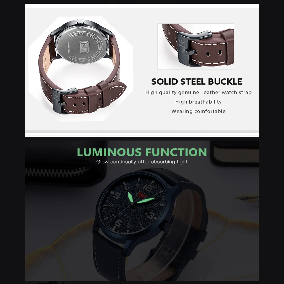 Новинка 2019 модные мужские кварцевые часы MINI FOCUS с зеленым циферблатом
