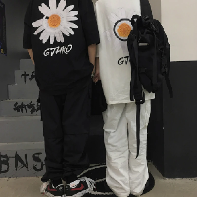 Новая повседневная футболка из 100% хлопка с круглым вырезом и цветочным принтом