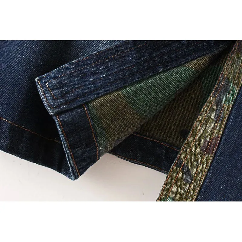 Тренчкот женский джинсовый с капюшоном модная длинная камуфляжная верхняя