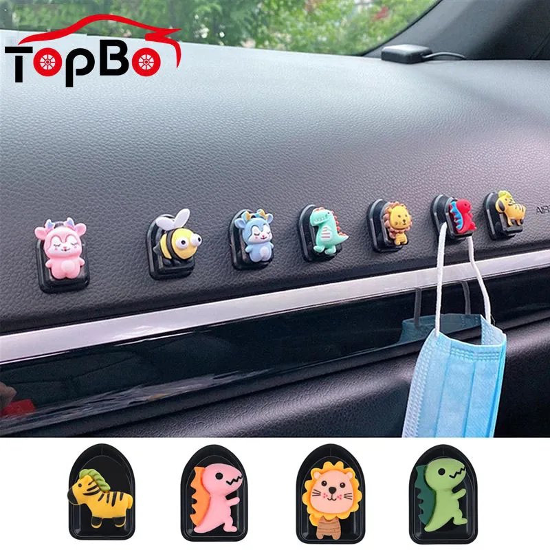 

4/8 Pcs Car USB Cable Hooks Organizer Storage Hanger for Headphone Handbag Cars Seat Back Accessory Adhesive Cartoon Mini Hooks