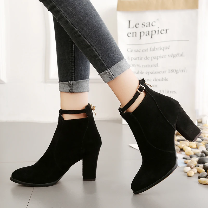 Новинка 2019 модные женские ботильоны зимние пикантные ботинки на высоком каблуке